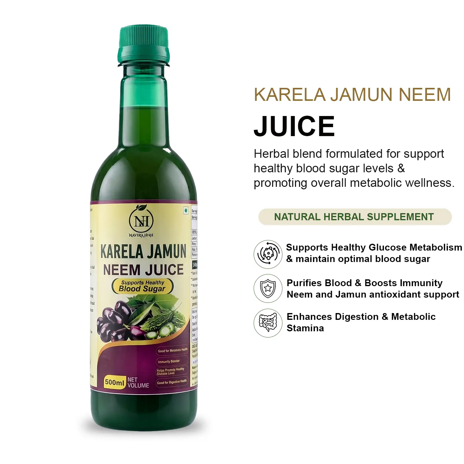 Karela Jamun Neem Juice | Bitter Gourd, Jamun & Neem Ayurvedic Tonic for Sugar-Conscious Wellness